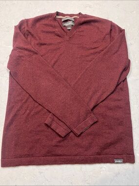 Eddie Bauer Men's V-Neck Sweater in Wine Red